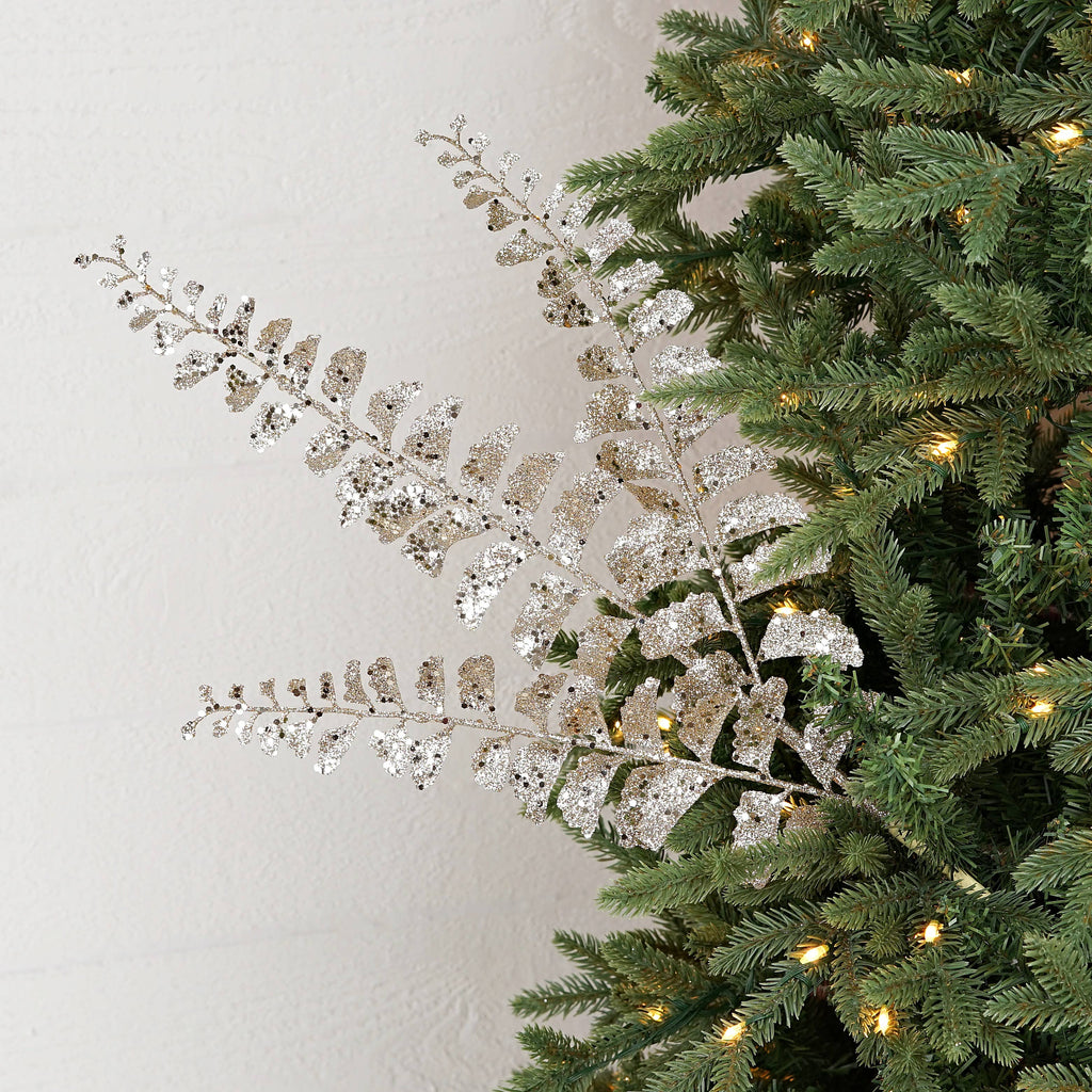 32050-25in Branch-Champagne Glittered Ferns