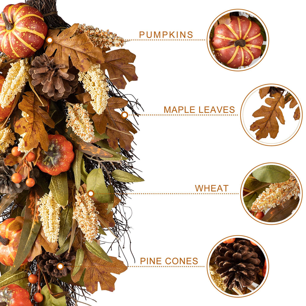 27"H Fall Pumpkin Leaf  Teardrop