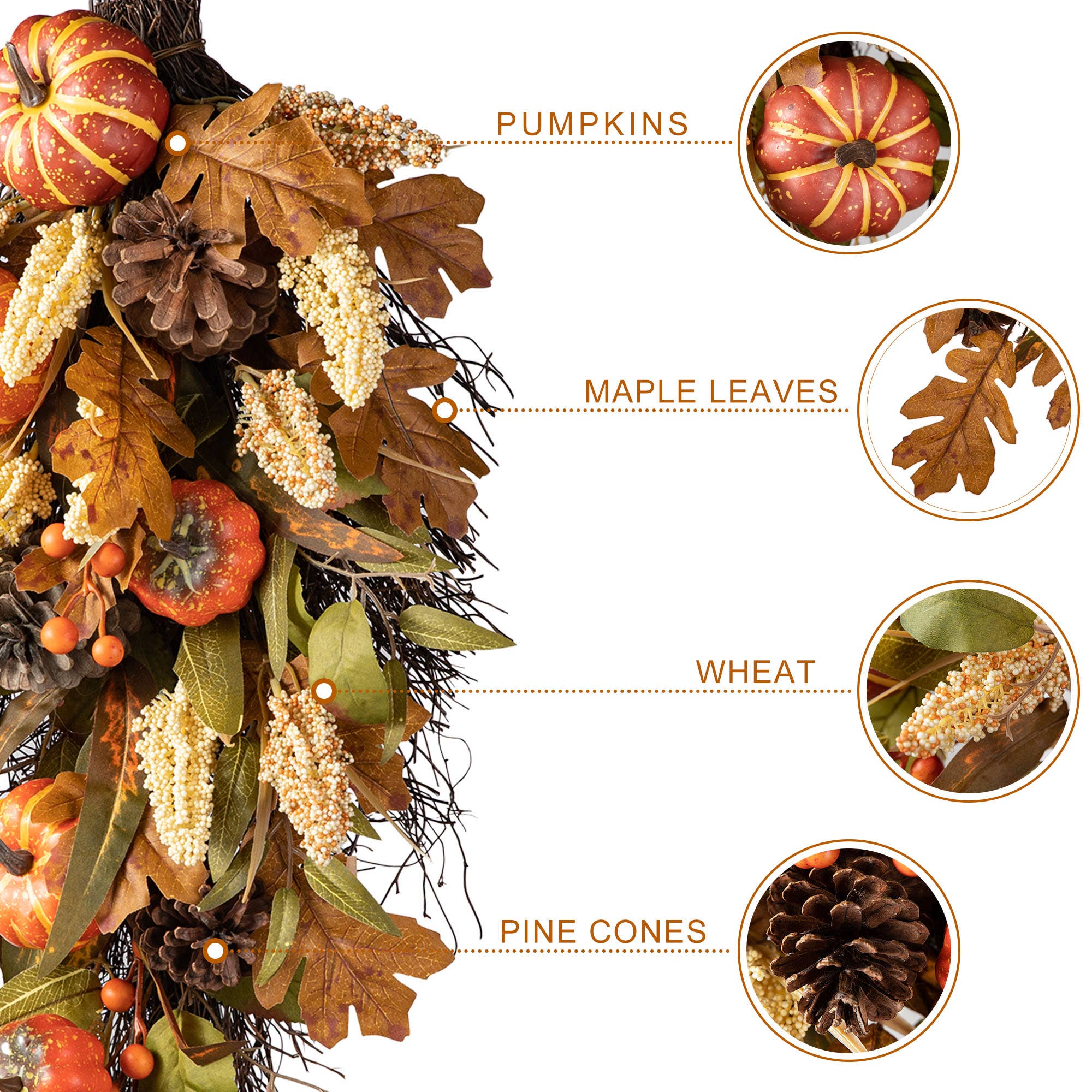 27"H Fall Pumpkin Leaf  Teardrop