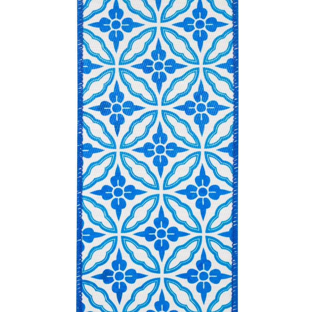 Amalfi Designer Blues Chinoiserie Twill Deluxe Dupioni, 4in