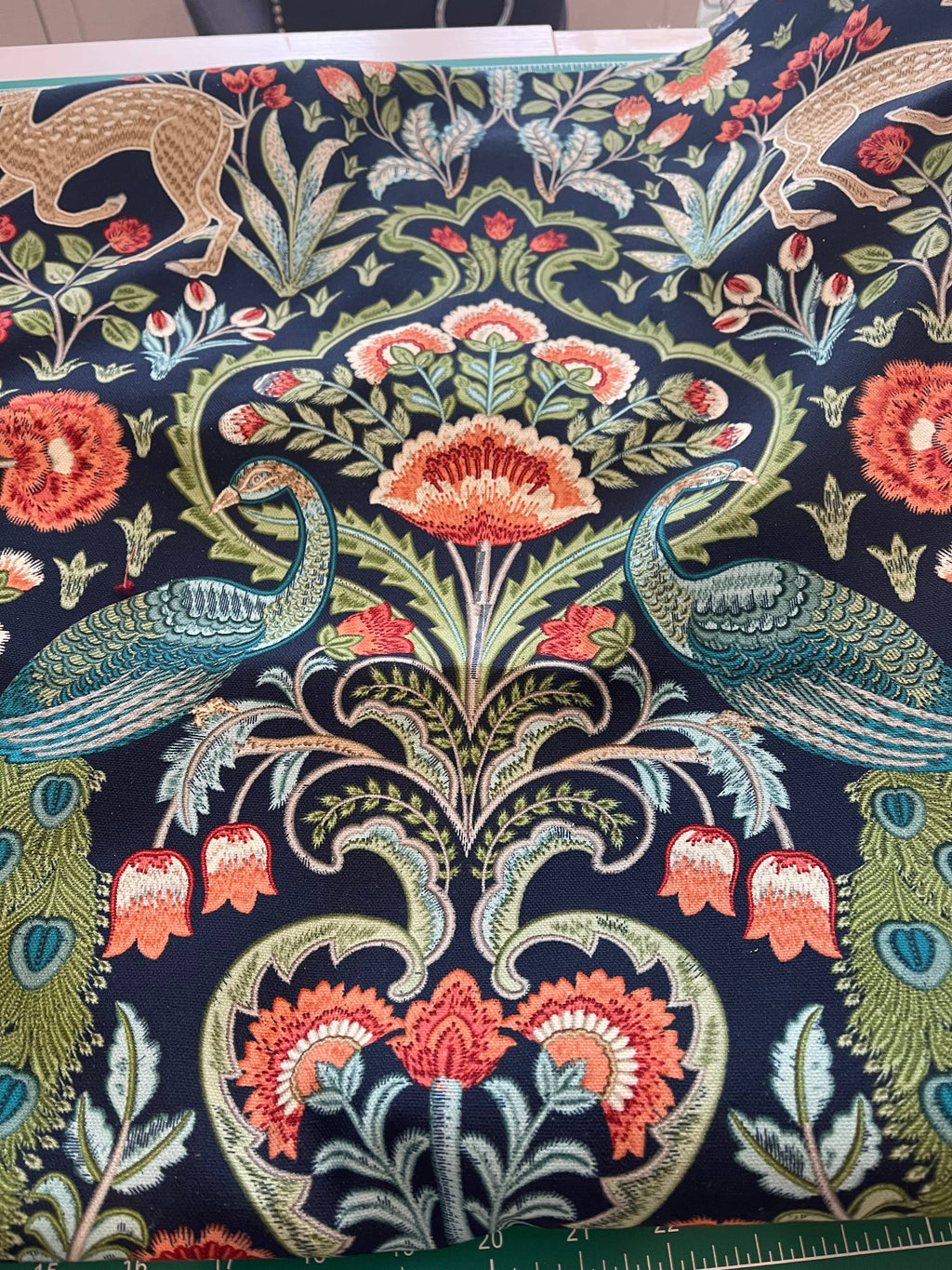 Marsha Peacock and Floral Pillow with Feather Insert (22 in)