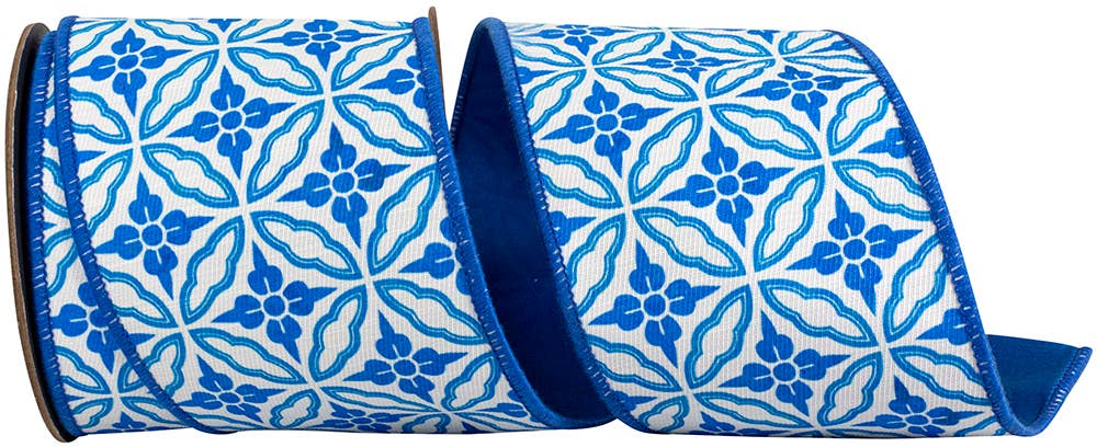 Amalfi Designer Blues Chinoiserie Twill Deluxe Dupioni, 4in