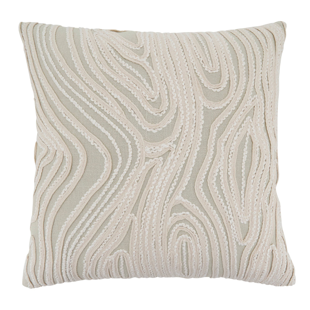 Embroidered Wave Cotton Throw Pillow