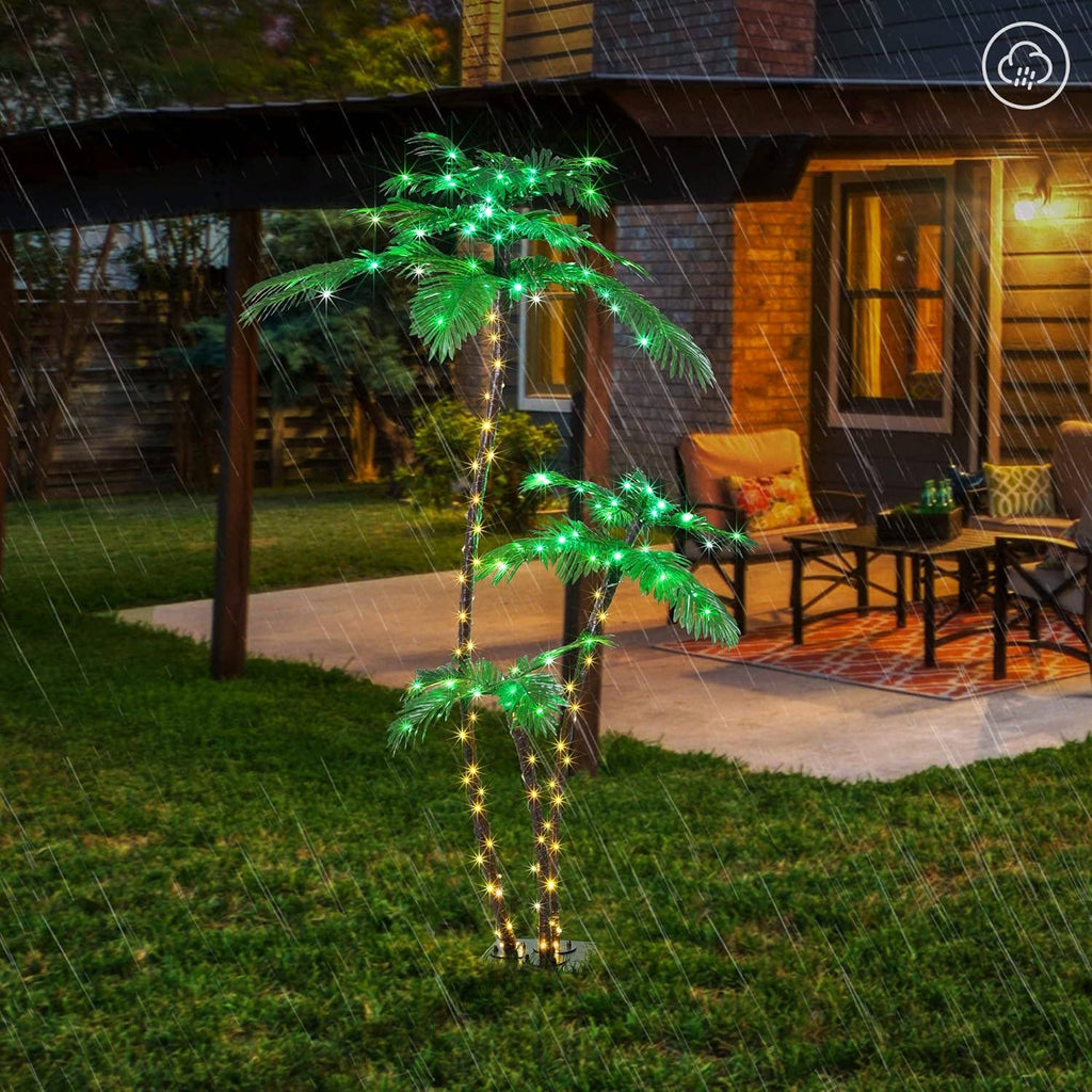Lighted 6FT Gorgeous Palm Tree 3-Trunk Artificial Palm Tree