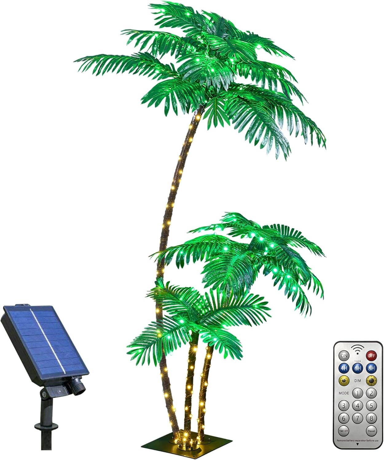 Lighted 6FT Gorgeous Palm Tree 3-Trunk Artificial Palm Tree