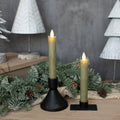 SET/ 2 - 6.75" MOVING FLAME GREEN TAPER CANDLE
