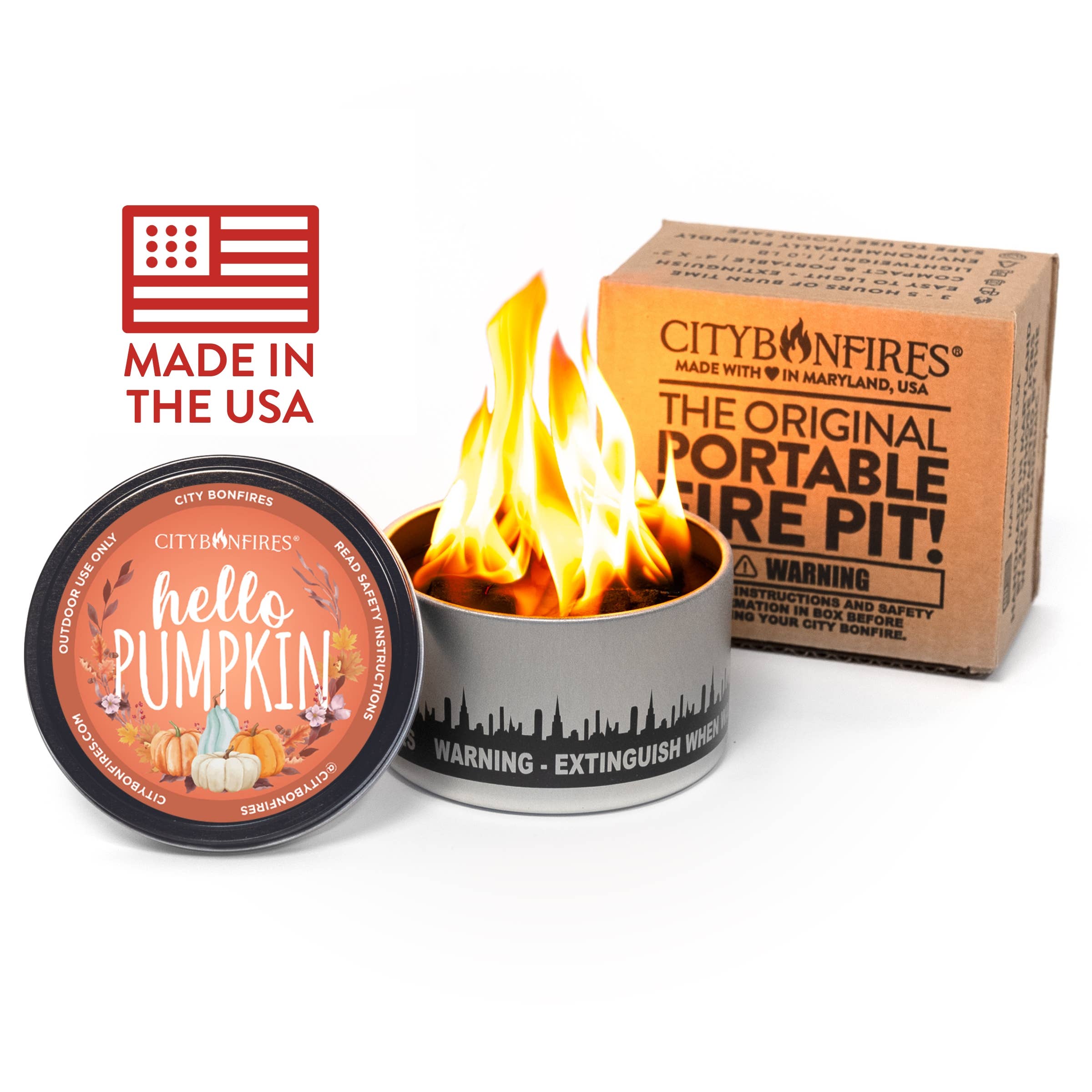Fall “Hello Pumpkin” City Bonfires® Portable Fire Pit