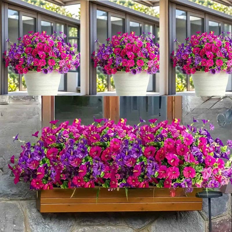 Artificial UV Flowers | Set of 8 | Flower Décor | Home Décor