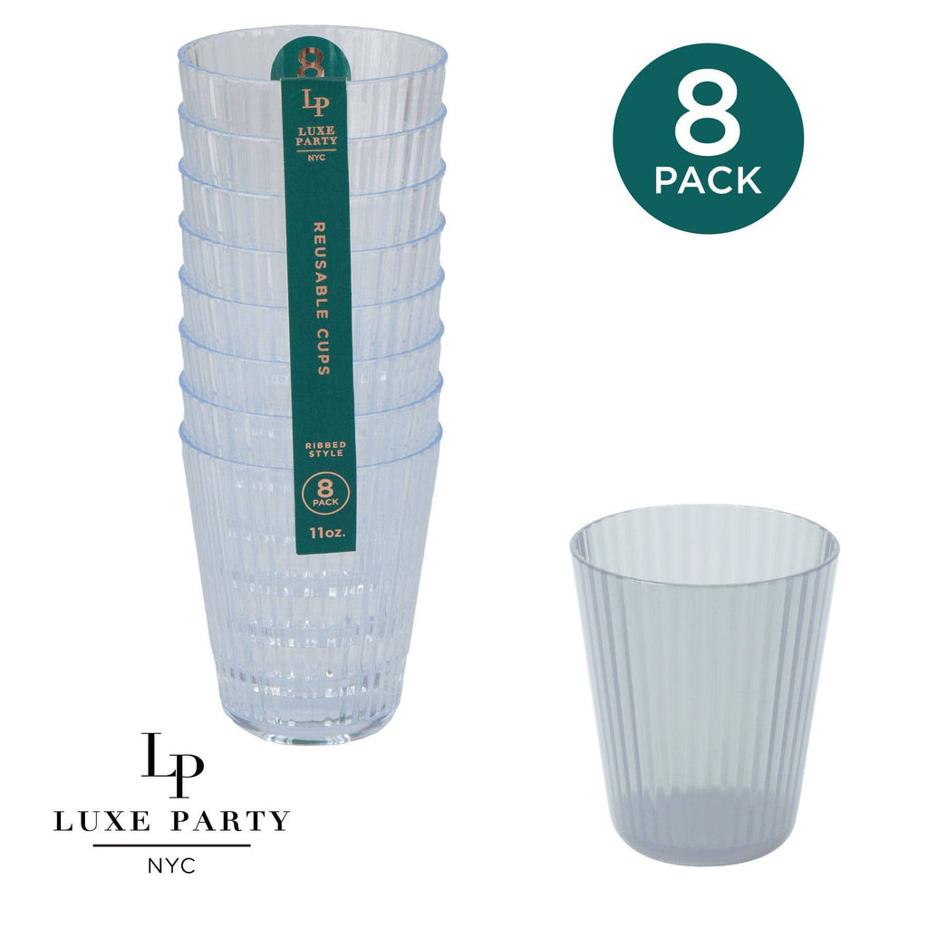 Deluxe CLEAR 11 oz Ribbed Cup - 8 Pk