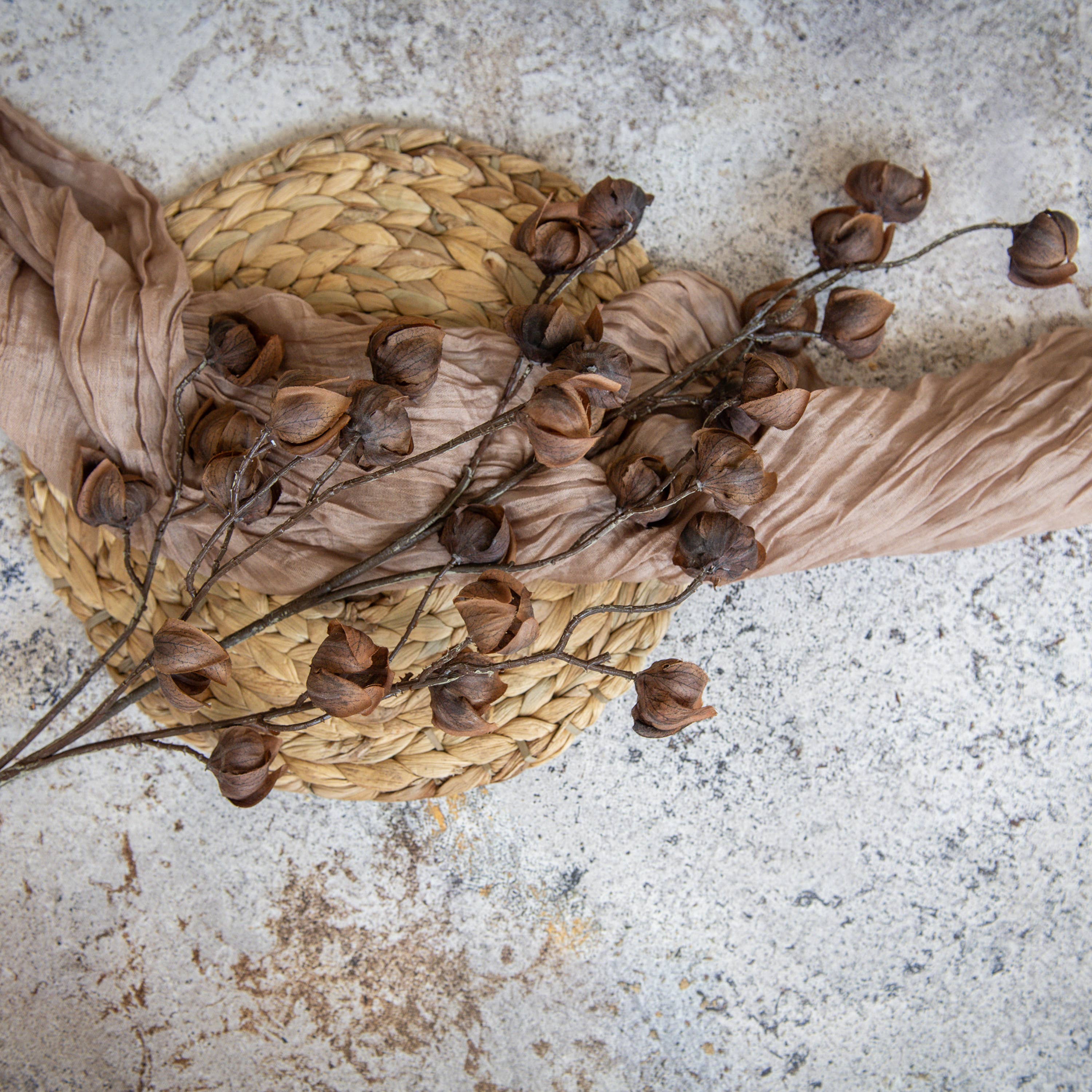 38" BROWN CHINESE LANTERN SPRAY