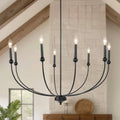 Nuvina 8-Light Black Candle Curve Arm Classic Chandelier