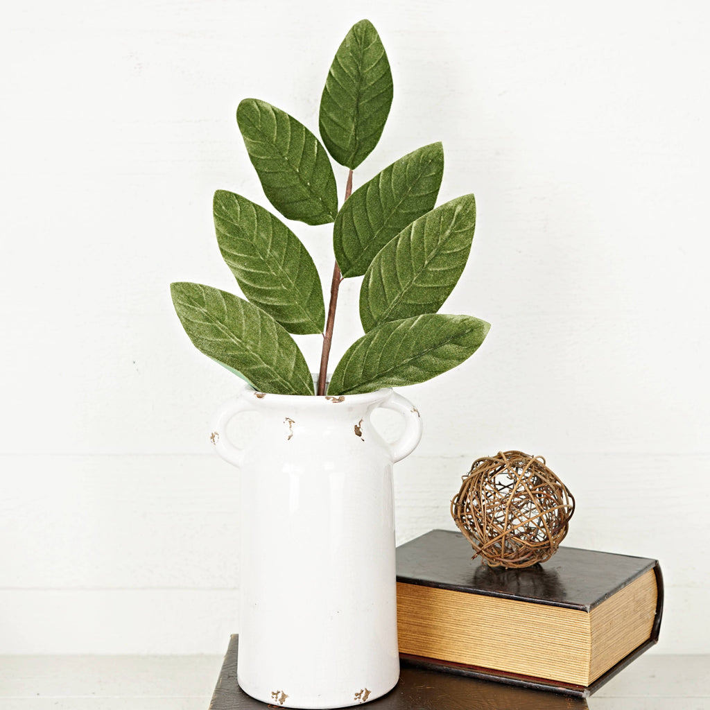 30003- 24in Spray-Green Velvet Magnolia Leaves-