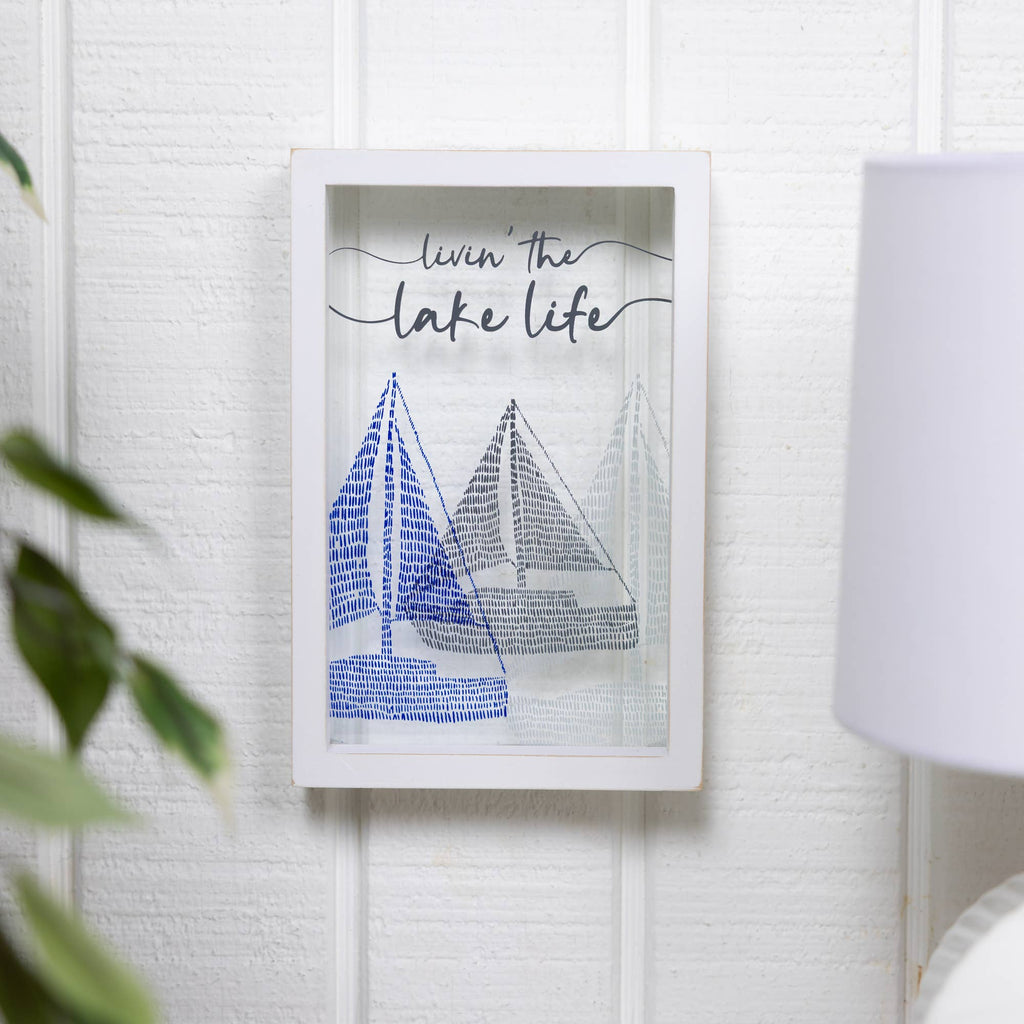 Lake Life - 5.5" x 8.5" Framed Glass Plaque