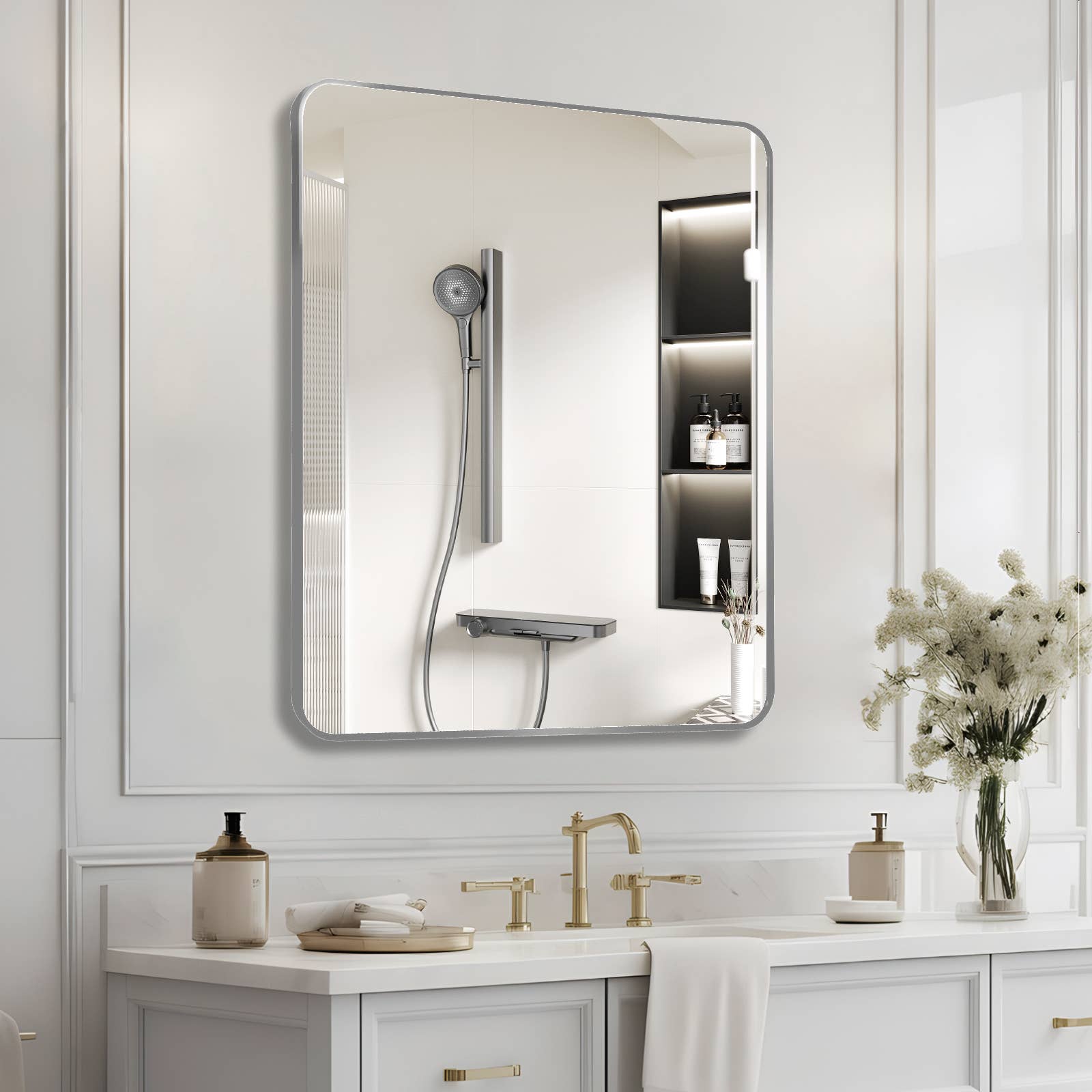 Silver 30 "x36" Rectangular Bathroom Wall Mirror