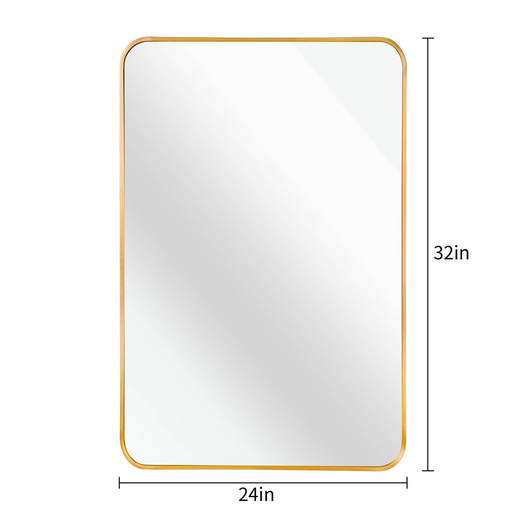 24x32 Gold Metal Framed Rectangular Bathrrom Mirror for Wall