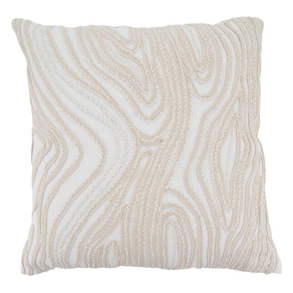 Embroidered Wave Cotton Throw Pillow