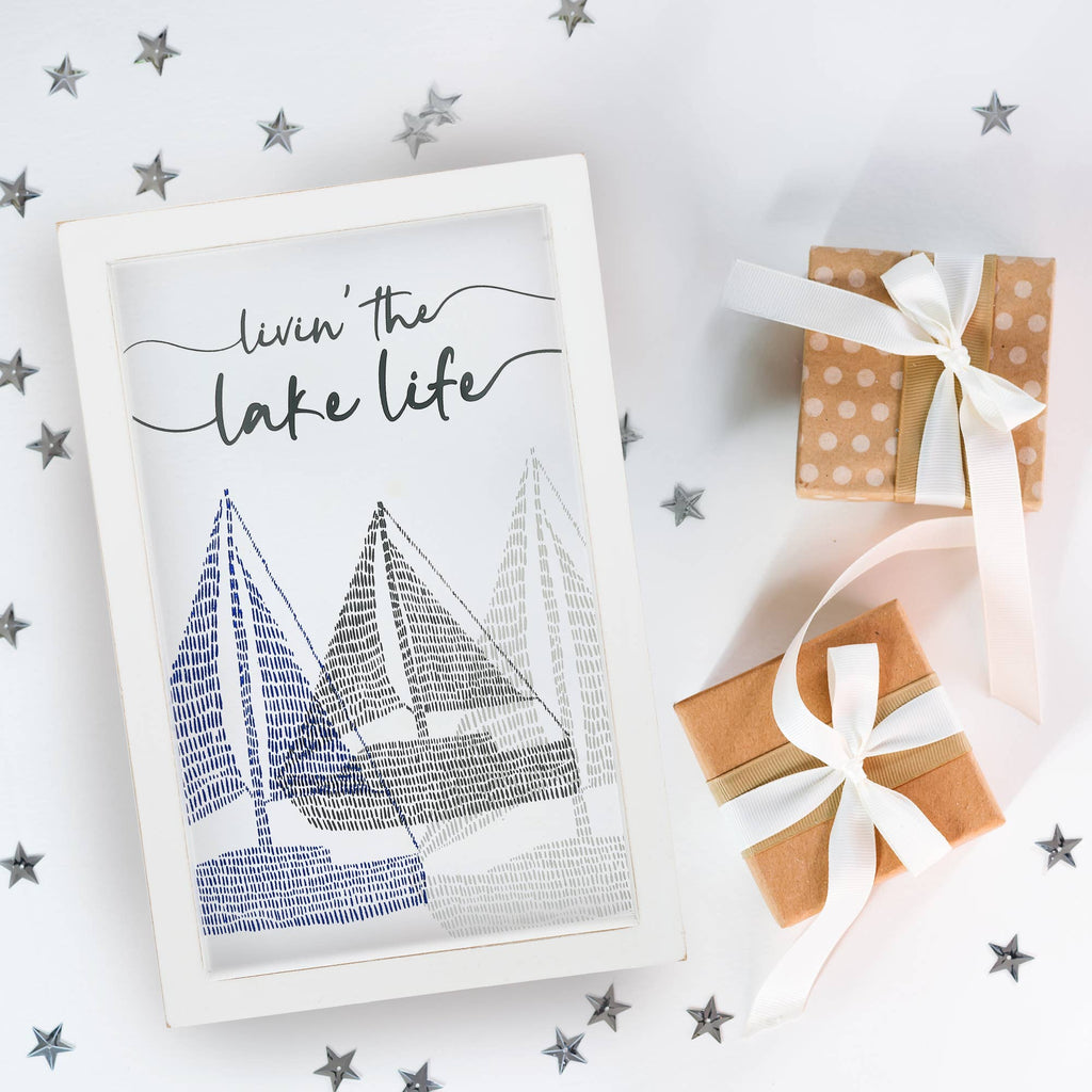 Lake Life - 5.5" x 8.5" Framed Glass Plaque