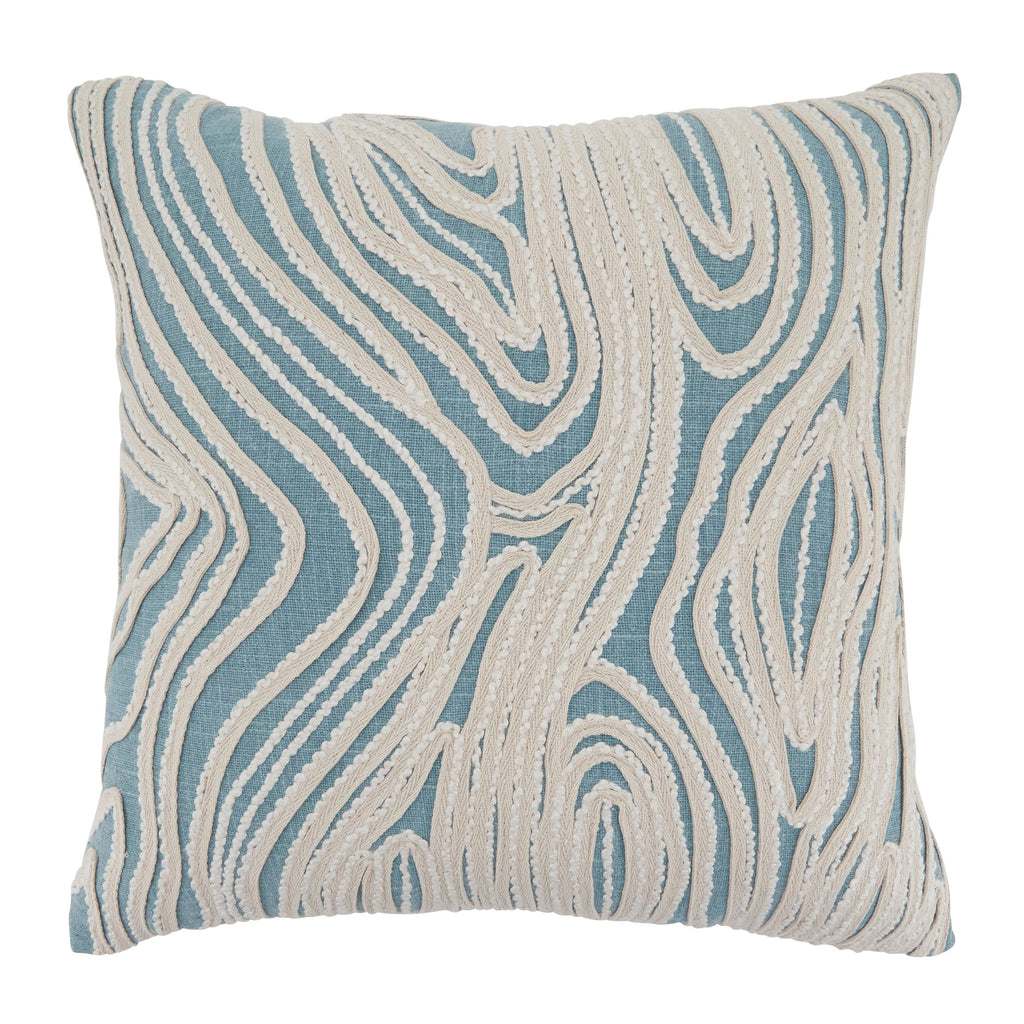 Embroidered Wave Cotton Throw Pillow